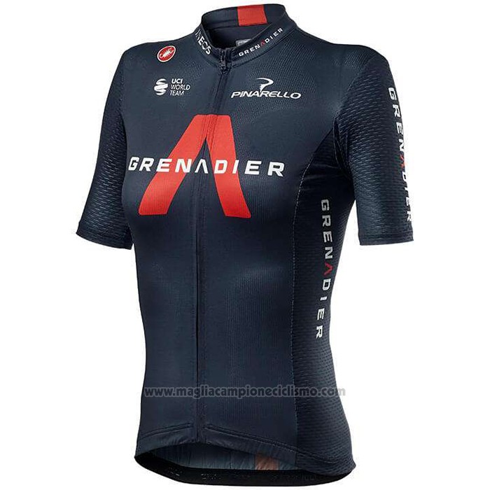 2020 Abbigliamento Ciclismo Donne Ineos Grenadiers Rosso Scuro Blu Manica Corta e Salopette